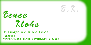 bence klohs business card